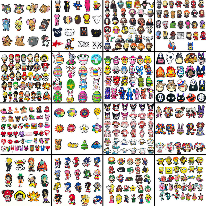 Set of Cartoon Anime Shoe Upper Decorative Buckle Hole Shoe Flower Croc Shoe Buckle Shoe Accessories DIY Shoe Accessories Buckle