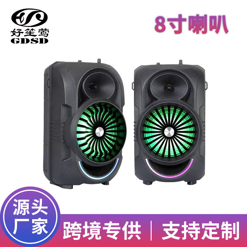 新しいledクロスボーダーマイクbluetoothスピーカーusbカードクールなカラーライト広場舞屋外k歌音響|undefined