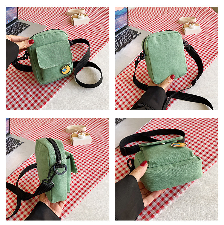 112g Weight Sewing Thread Fashion Element Zipper Closure Type Single Shoulder Strap Strap Type Square Bag Bags Type Casual Occasion Canvas Material Fruit, Solid Color Pattern All Seasons Season Women's Gender Streetwear Style Square Shape Small Size Women's Small Canvas Fruit Solid Color Streetwear Sewing Thread Square Zipper Square Bag 1