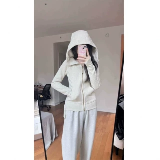 【工厂直销】华棉复合牛奶丝修身版秋冬金拉链瑜伽连帽衫卫衣外套