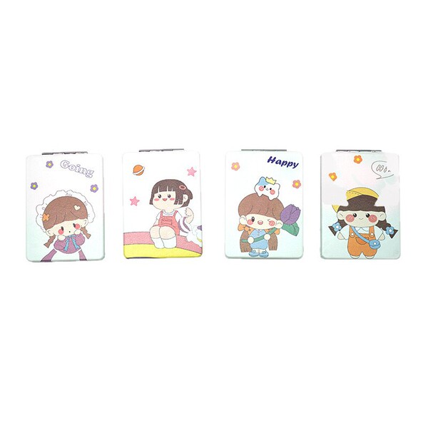 Folding double-sided cartoon handheld cute polyurethane mirror