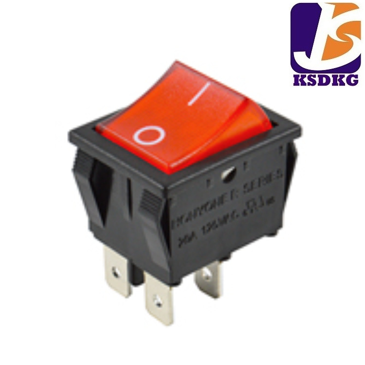 工厂直售 方形四脚船型开关 两档翘板开关 红色带灯按键开关