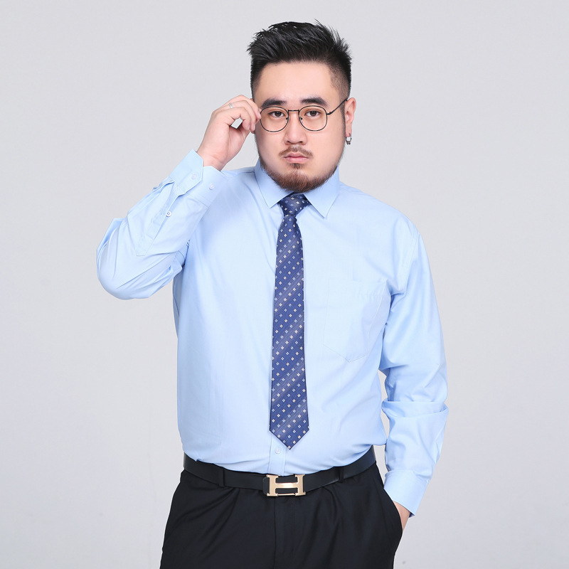 2025 Plus Size Men's Long-Sleeved Business Autum New Plus Size Loose Fat Formal High-End Shirt