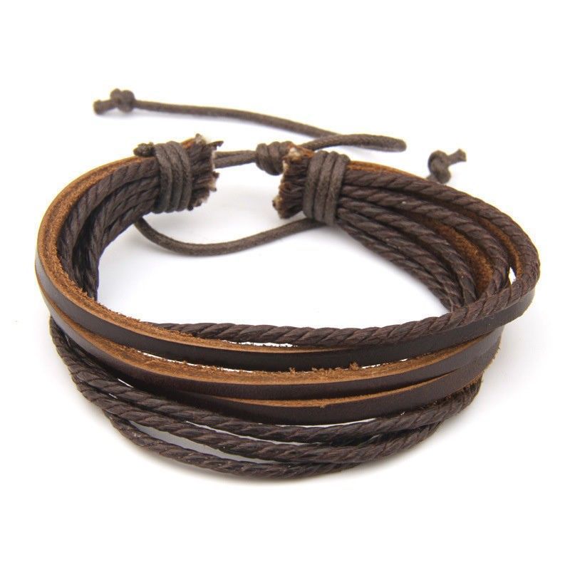 1 Piece Quantity Casual Hip-Hop Solid Color Pu Leather Men'S Bracelets Men Cord & Leather Bracelets