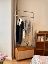 日式原实木不锈钢落地挂衣帽架卧室置物家用具可移动收纳室内客厅