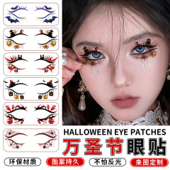 ハロウィンフェイスステッカータトゥーステッカーアイステッカーカボチャクモの巣アイステッカーパーティーフェイスステッカー新しい一時的なメイクアップ防水