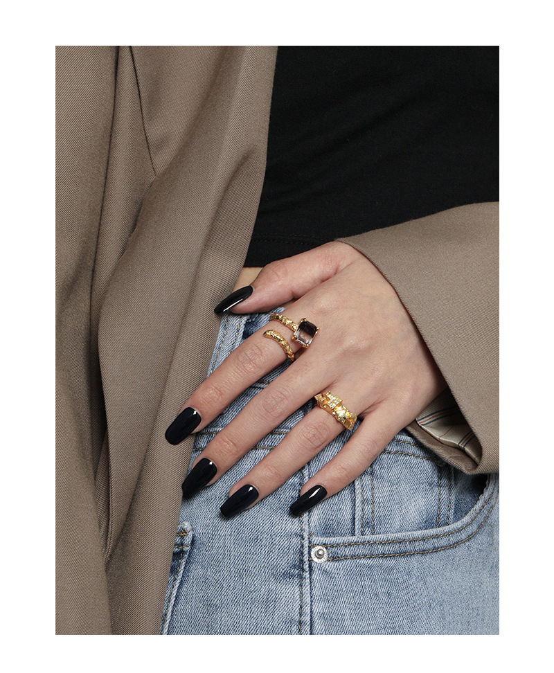 Korean version of ins niche design Wrong edge micro-inlaid synthetic tourmaline texture texture S925