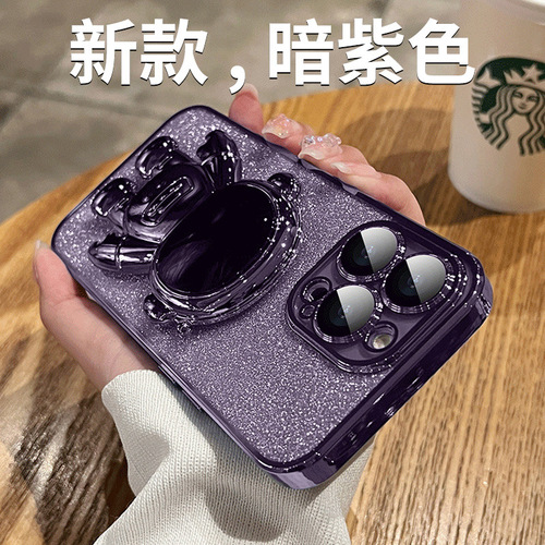 Suitable for iPhone 14 Promax glitter astronaut mobile phone case Apple 15 all-inclusive electroplated silicone 13 high-end