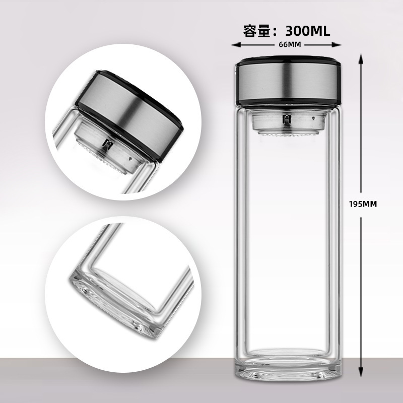 双层玻璃杯批发双层隔热耐高温高硼硅玻璃杯广告礼品杯子定制logo|undefined