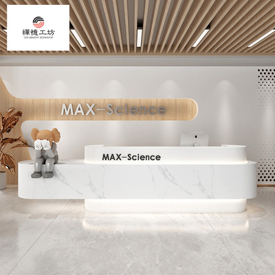 美容院美发店不锈钢收银台简约现代圆弧服装店公司酒店前台接待台