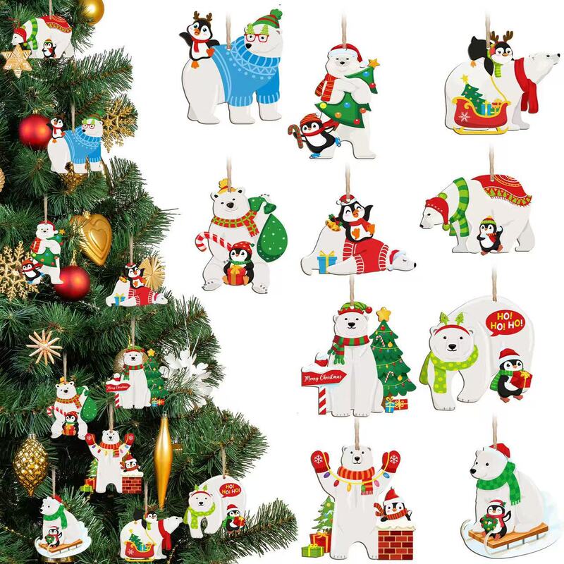 20 個クリスマス木製装飾品クリスマスツリークリスマス吊り下げ装飾品詰め合わせ子犬クマクリスマスツリー装飾品|undefined