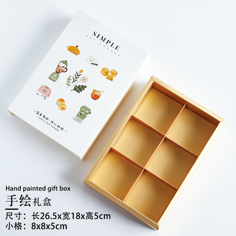 Caja de huevo pintada a mano, 6 cápsulas de nieve, caja de regalo de Nieve Madeleine, caja de galletas de piña