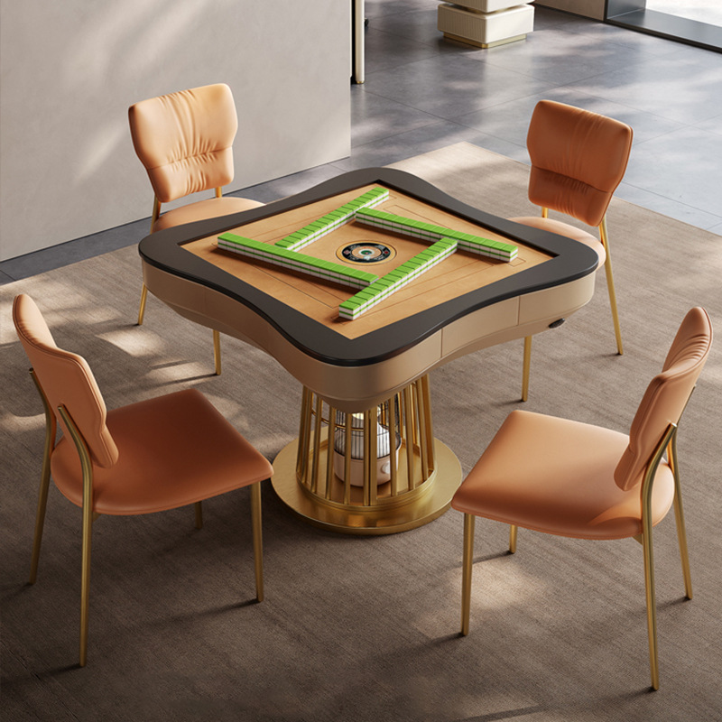 Mesa de mahjong multifuncional, mesa de comedor, máquina de mahjong automática de doble uso, calentador en forma de pétalo de fuego de invierno para el hogar