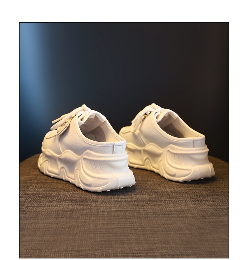 Giày sneaker nữ đế dày tăng chiều cao mũi trùm đầu dáng lười một chân — màu be chi tiết 14