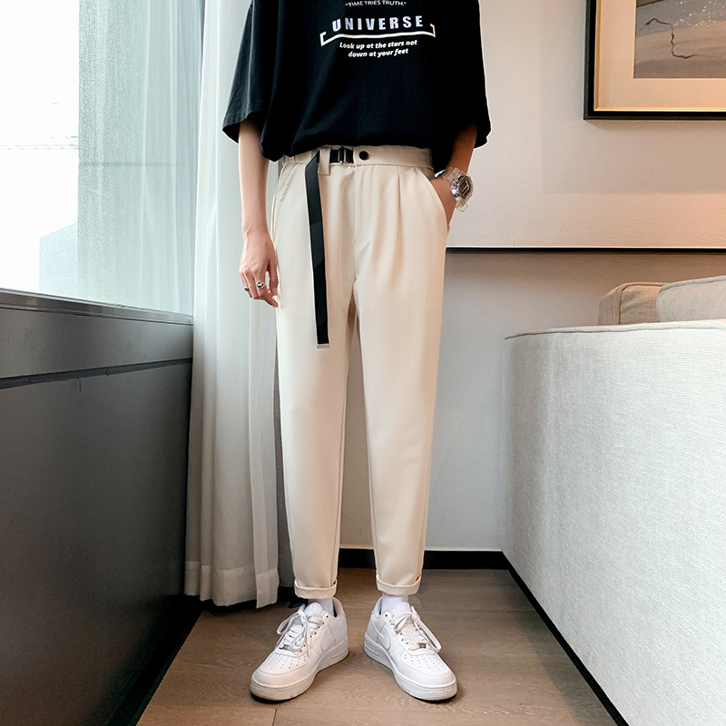 2022 summer new pattern Casual pants Chaopai Korean Edition men's wear trousers man Western-style trousers Straight suit Solid trousers