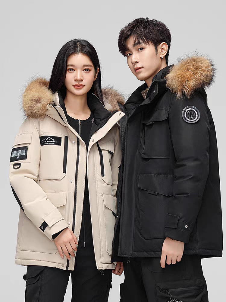 Men's Down Jacket With Fur Collar Unisex Outdoor Duck Jacket_voghion.com