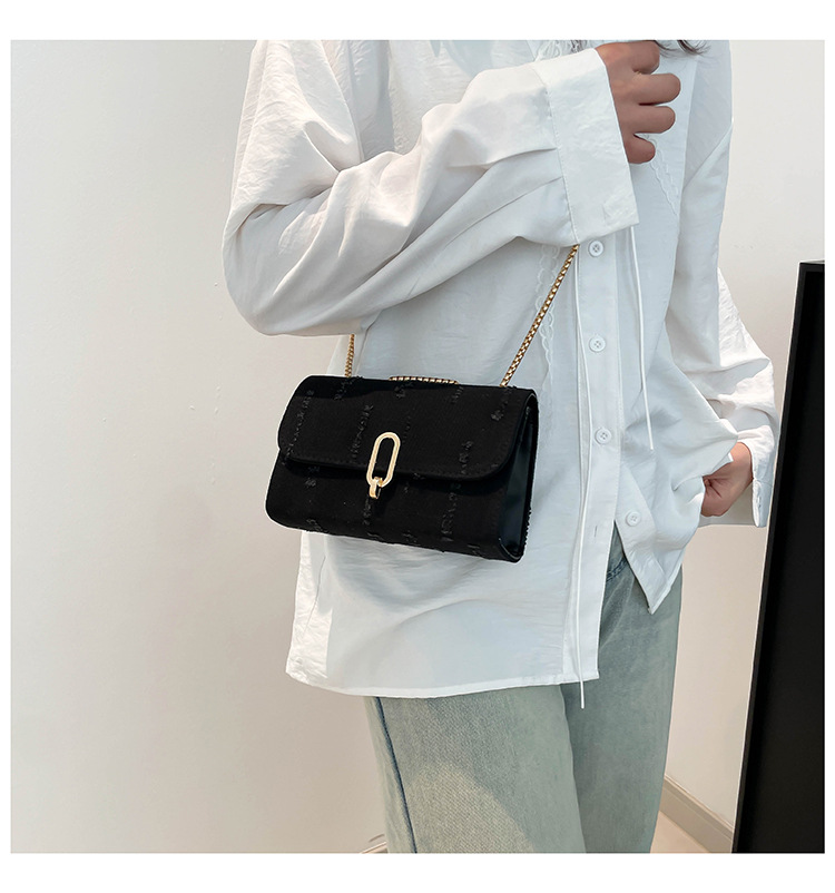 Classic Style Style Women's Small Cloth Solid Color Classic Style Chain Square Lock Clasp Shoulder Bag
