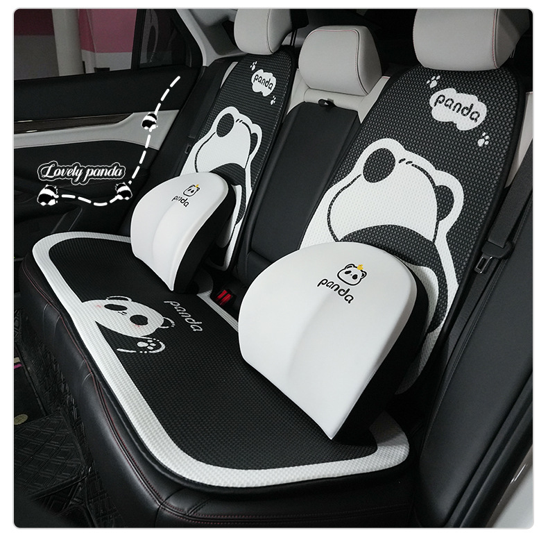 Blue Rain Car Seat Cushion, Suitable for All Seasons, Cartoon Cute Panda Car Seat Cover, Breathable Ice Silk Seat Cushion for the Car