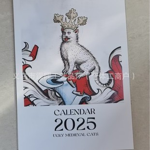Cross-border New 2025 Ugly Cat Calendar UGLY CATS White Crown Cat Calendar