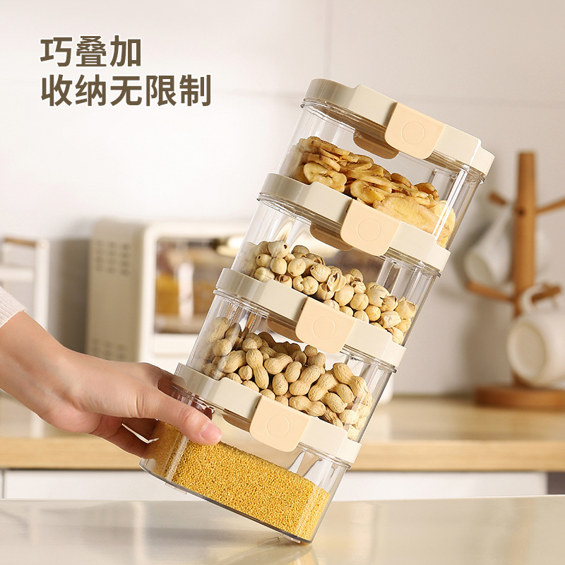 Nuevo granos de granos latas de sellado de cocina almacenar latas de plástico de grado alimenticio caja de refrigerio transparente latas de almacenamiento de té