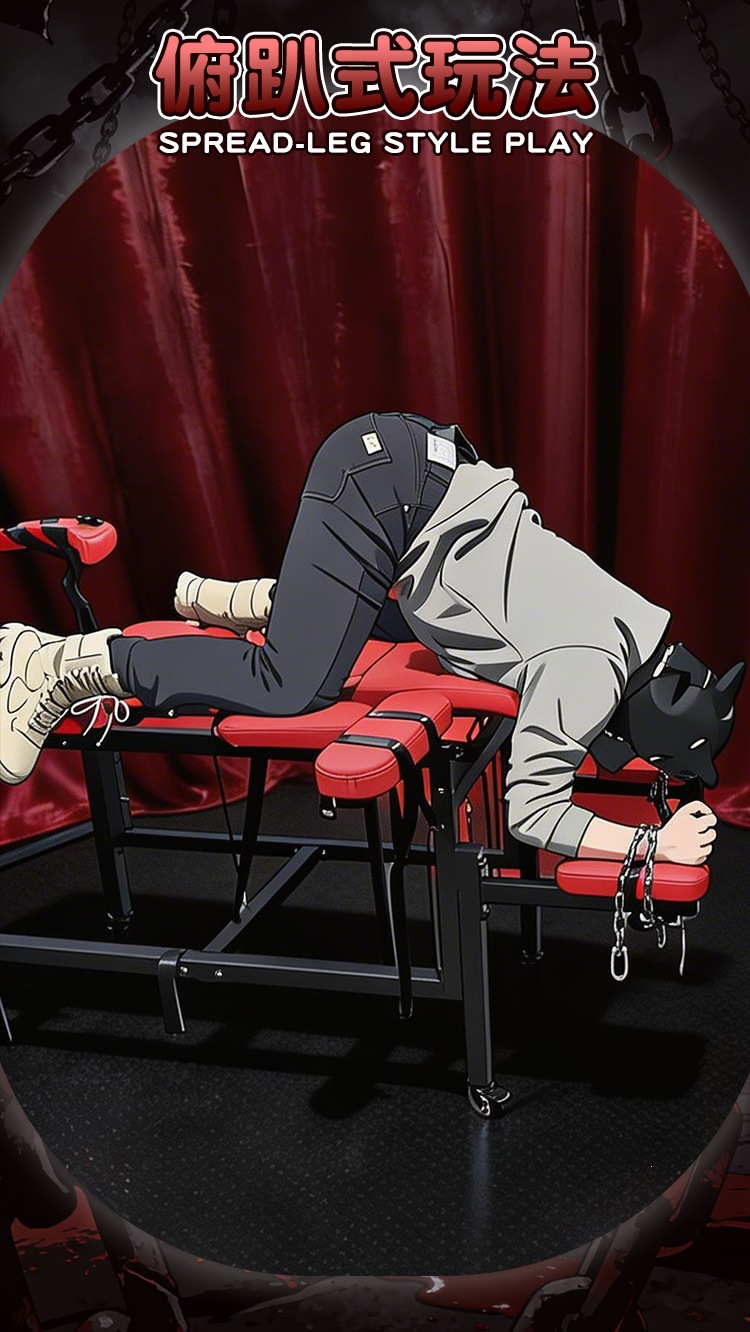 SM-御王座 Plus Bondage Restraint Stool in Black Iron and Tech Fabric — detail image 6