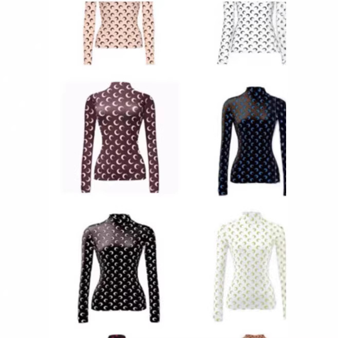 Star marin * e semi-high collar moon bottoming shirt Deng Ziqi with crescent sunscreen skin shirt long sleeve