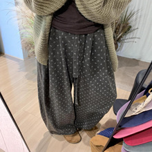 磨毛碎花休闲拖地阔腿裤女2025秋冬新款宽松垂坠感显瘦直筒裤子潮