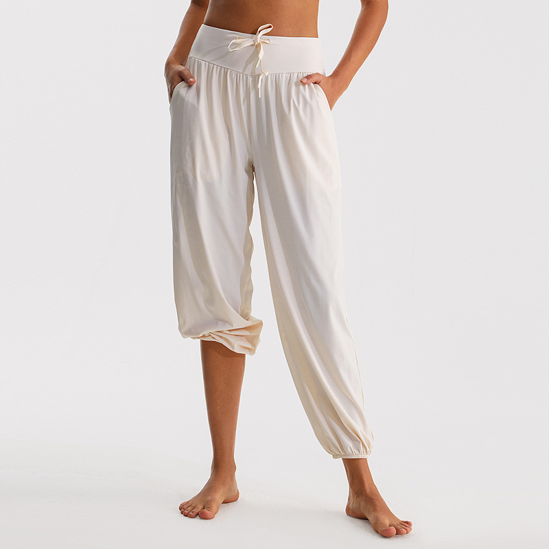 Ligero de pierna ancha Pantalones deportivos de las mujeres de secado rápido transpirable correr danza entrenamiento ropa suelta casual yoga tobillo atado pantalones de chándal