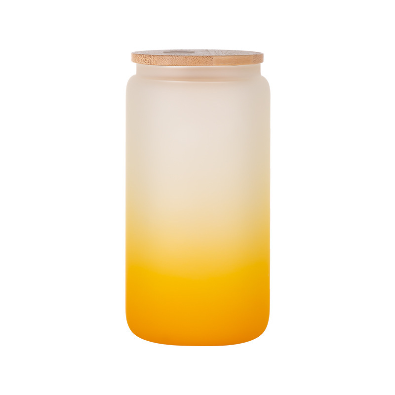 16oz comercio exterior gradiente de color de sublimación de vidrio electrochapado camaleón fluorescente arco iris pintura vidrio taza de agua taza de masón