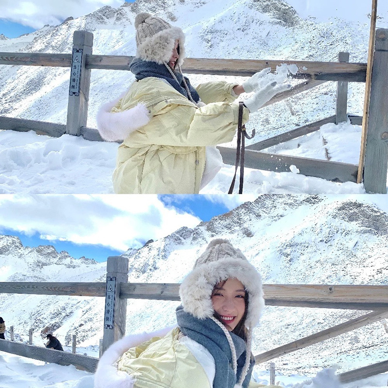 ウサギの毛の雷の前線の帽子の子供の秋冬の毛糸の帽子の韓国版の甘くてかわいい毛のボールの耳の保護とベルベットの保温のニットの帽子の潮