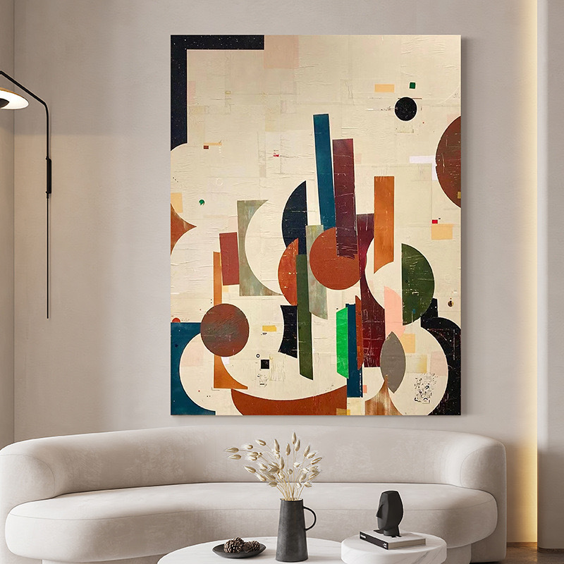 Abstract Painting Art Sofa Background Wall Atmospheric Hanging Painting Living Room Decorative Painting Floor Large Entrance Niche Mural