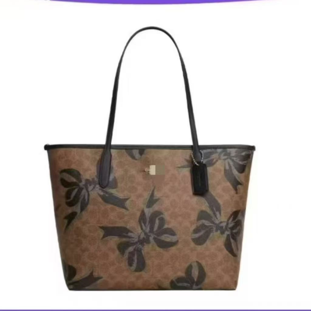 寇家2025新款奥莱单肩包花图案大容量购物袋女士通勤包经典斜挎包