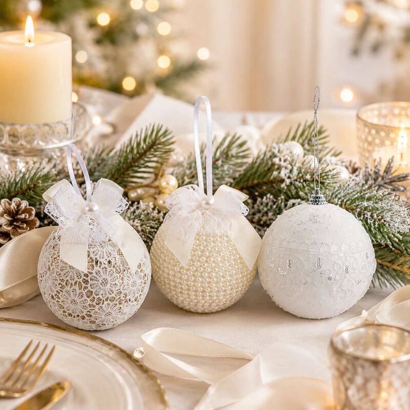 Cross-Border New Christmas Ball Set, Christmas Tree Ornaments, Foam Pearl Lace Hanging Decorations, Factory Direct Sales, Exclusively for Cross-Border Supply