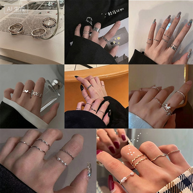 학생용 조절 가능한 저렴한 반지, 여성용 펑크 레트로 커플링, 남성용 반지
