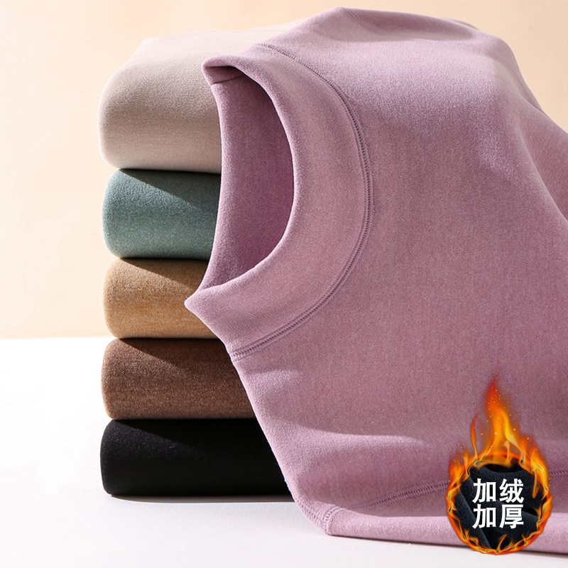 特价清仓保暖套装女加绒加厚冬季半高领内搭秋衣秋裤套装防寒打底