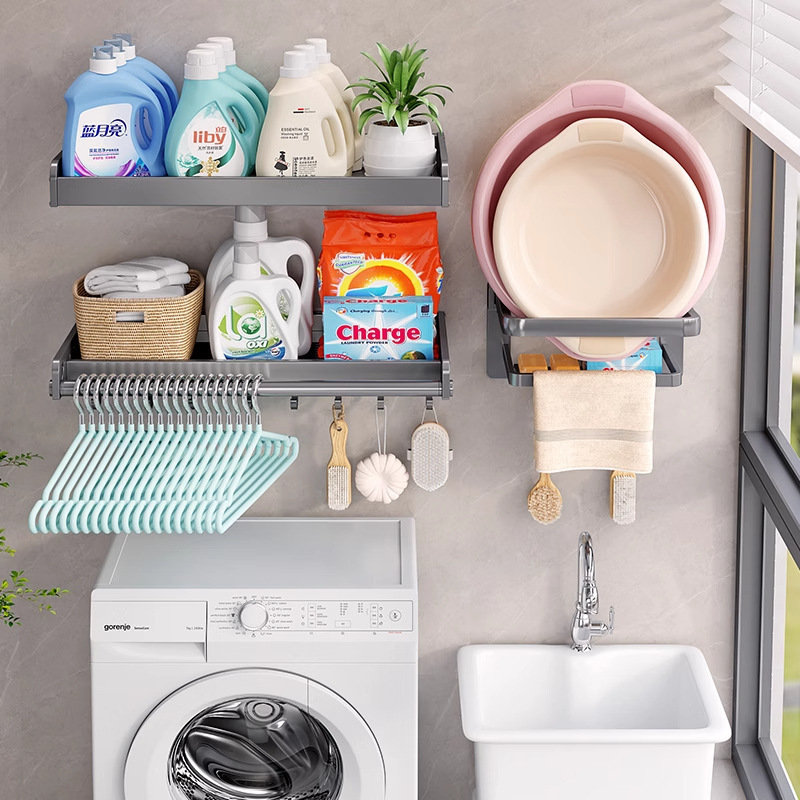 銃の灰色の台所の物置棚は広くて穴を開けないで壁掛けの調味料の碗の皿の収納棚の壁の小さい家電の物置棚を掛けます。|undefined