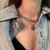 Accessory, metal chain, human head, pendant, necklace, European style, simple and elegant design