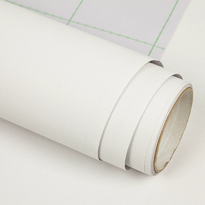 Self-Adhesive PVC Wallpaper, Imitation Linen Pattern, Waterproof & Moisture-Proof, Various Widths