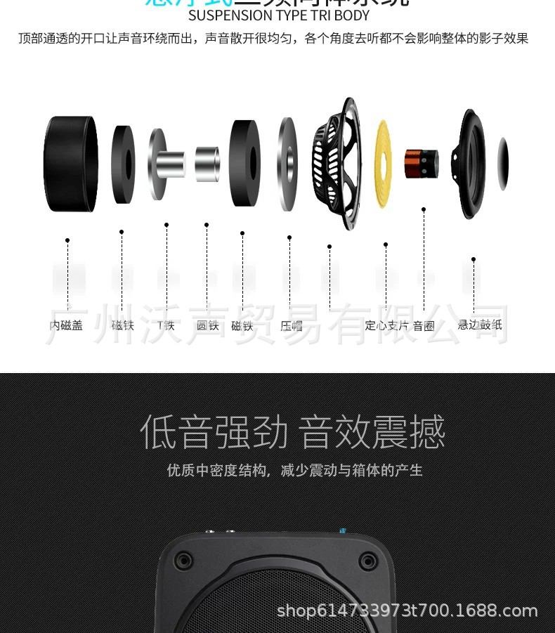 Jbl Car Audio Subwoofer Universal Car Seat Subwoofer Basspro Lite Ultra-Thin Mini Speaker