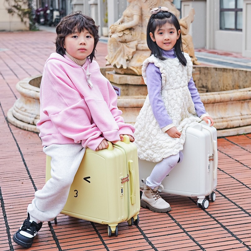 Children's Sitable Suitcase, Cycling Trolley Case 20inch Cute Password Box, Mini Suitcase, Male and Female Student Suitcase