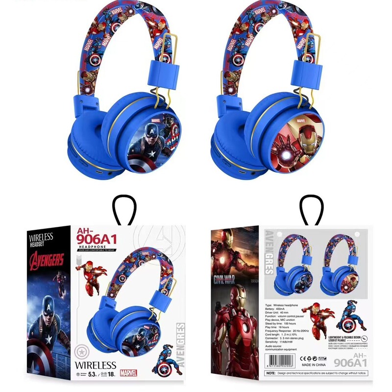 AH-906A Marvel Series Headset Bluetooth Headset Cross-border Foreign Trade Cartoon Children's Headset Factory Outlet AH-906A Marvel Series Headset Bluetooth Headset Cross-border Foreign Trade Cartoon Children's Headset Factory Outlet