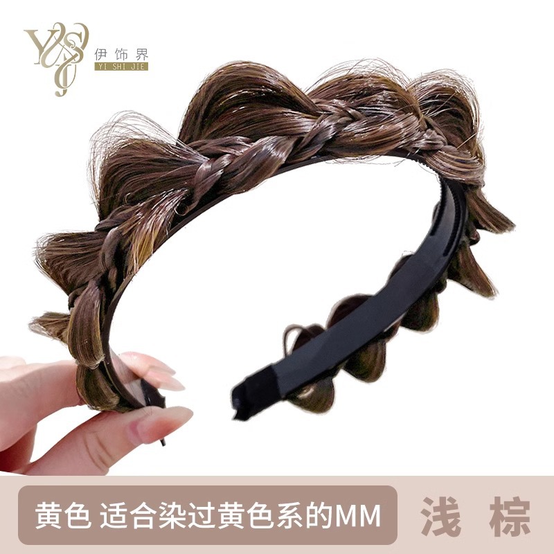 Alto grado perla giro trenza peluca diadema temperamento femenino cráneo superior artefacto diadema accesorios para el cabello frente horquilla de pelo roto