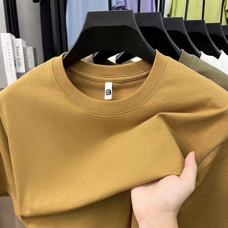Men's Summer Simple Casual Versatile Solid Color White T-Shirt Made of Mulberry Silk, Round Neck, Cool and Breathable Thin Style