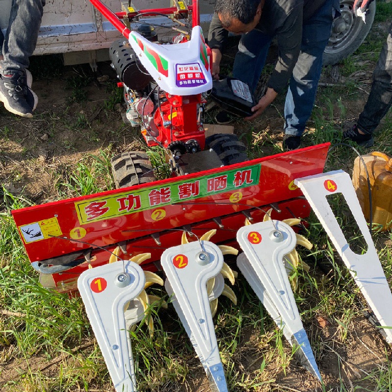 艾草手推式汽油割草机 一米二宽稻麦收割机 侧倒式黑麦草割倒机