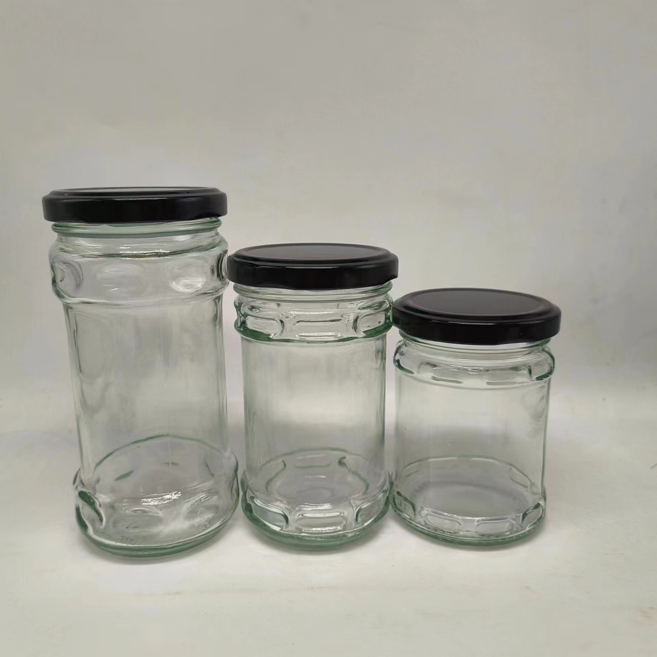 批发辣椒酱瓶280ml透明玻璃老干妈牛肉酱酱菜瓶辣椒油玻 璃瓶包装