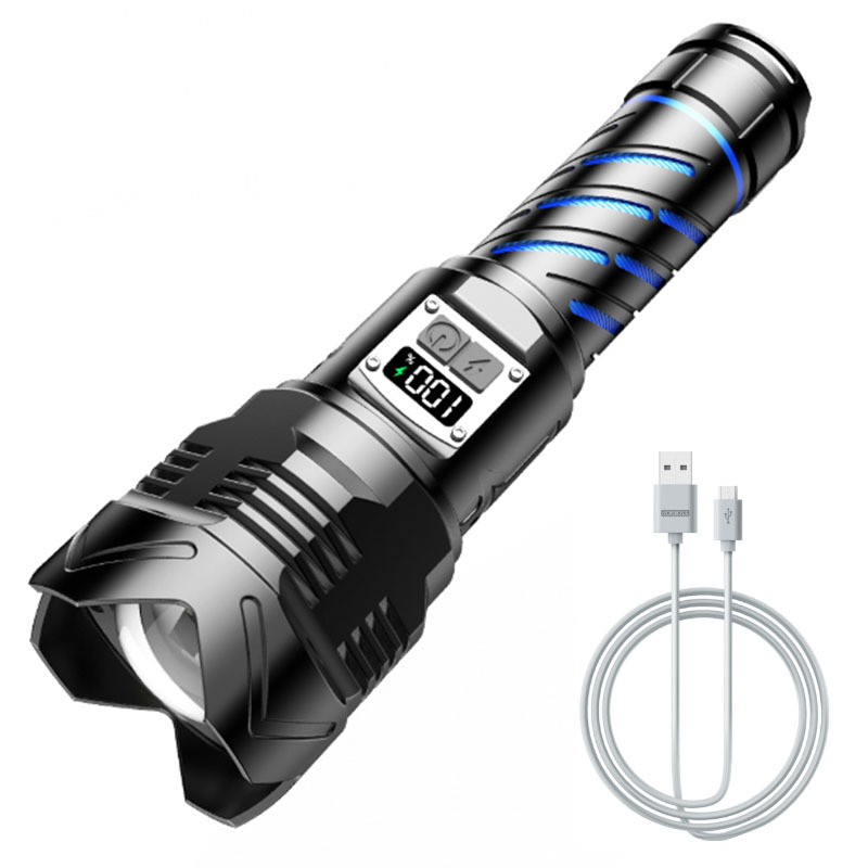 Douyin popular fuerte luz Super brillante recargable larga resistencia linterna zoom al aire libre portátil multi-función táctica láser blanco