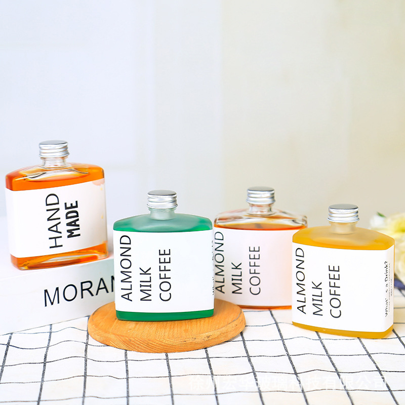 玻璃奶茶瓶冷萃咖啡瓶方形玻璃小白酒瓶奶茶果汁饮料瓶自酿分装瓶