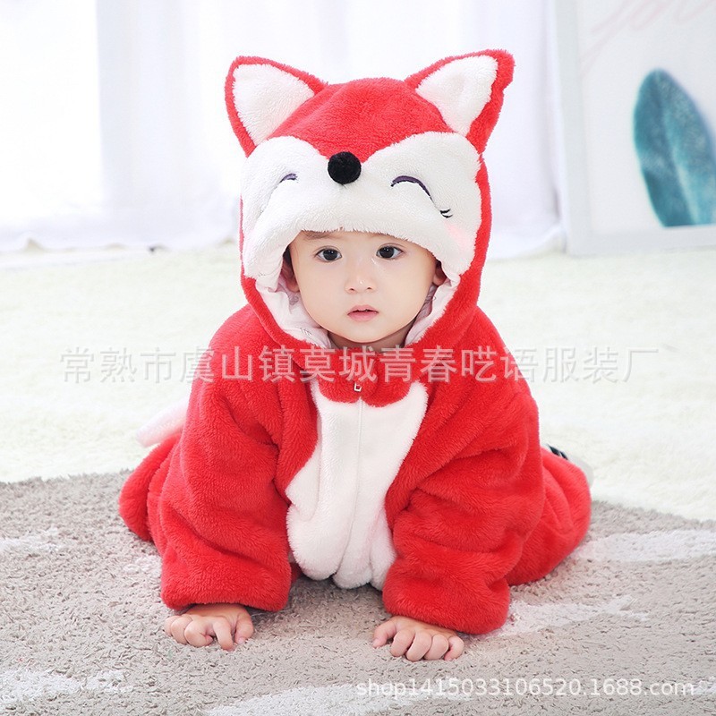 Red fox crawling clothes