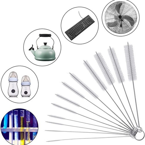 Factory Direct Sales Stainless Steel Test Tube Brush Sipper Brush 13-Piece Set Spout Cleaner, Nylon Baby Bottle Brush Cup Brush