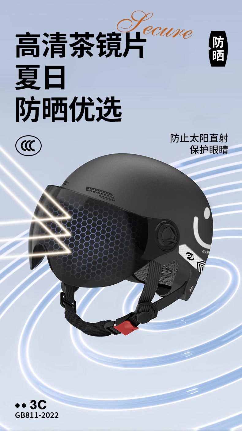 Suitable for 3C Certified Electric Motorcycle Helmets, New National Standard Men's and Women's Class a Safety Helmets, Summer Sun Protection Half Helmets 4